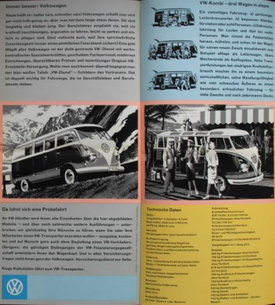 Volkswagen T1 Bus Modelprogram 1958 "Weiterkommen mit Transporter" Carbrochure (0462)
